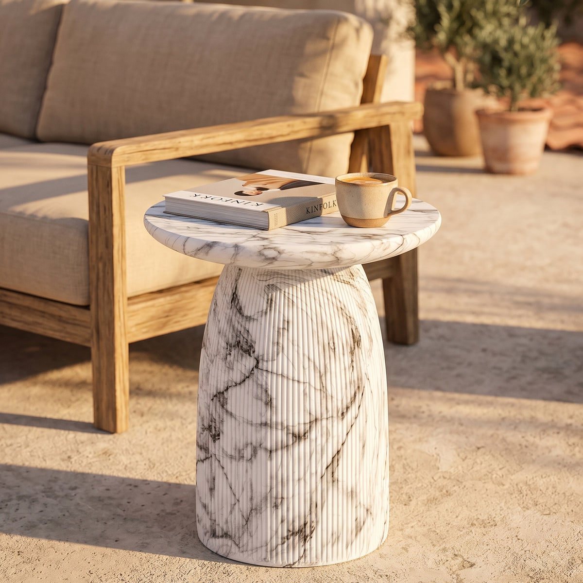Outdoor MGO Side Table, Light Grey