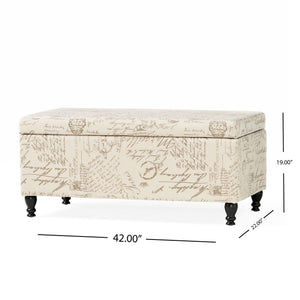 Parisian Upholstered Fabric Storage Ottoman - Beige / Reclaimed Natural - Best Buy Furniture