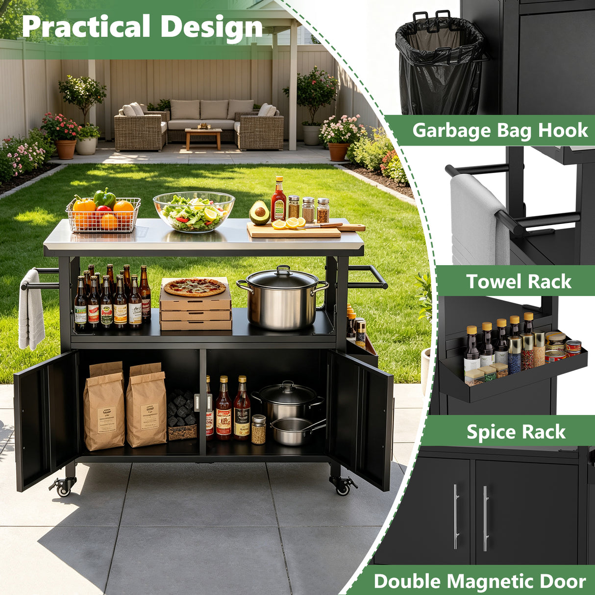 Outdoor Grill Cart with Patio Furniture