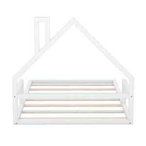 Elegant Floor Bed With House Shaped Headboard