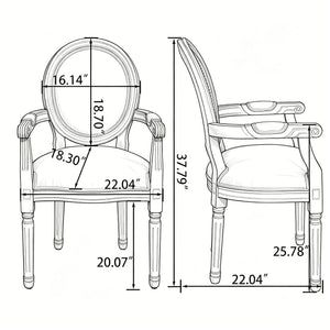 French Vintage Upholstered Fabric Dining Armchair (Set of 2) - Beige