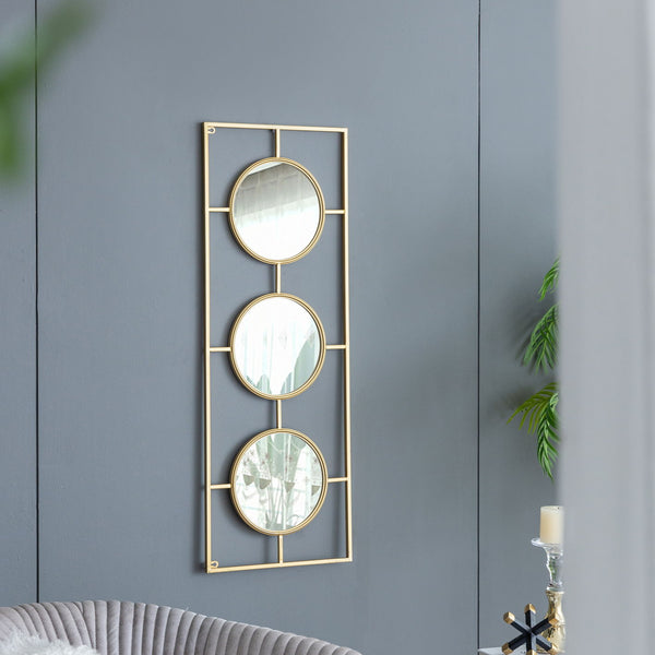 3 Mirror Piece Wall Mirror InRectangular Frame, Home Wall Decor For Bedroom Living Room