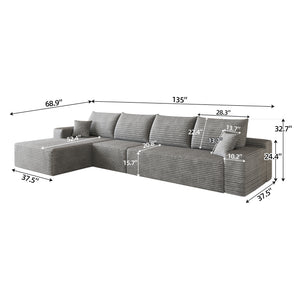 135" Cloud Sectional Couch with L-Shape Chaise