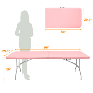 8ft Outdoor Folding Table with Waterproof HDPE Top and Steel Frame - White