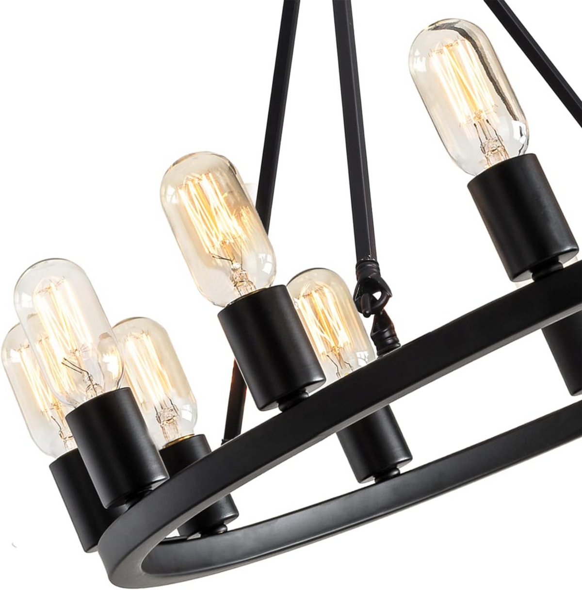 24.2" Wagon Wheel Chandelier, 12-Light, Black Metal