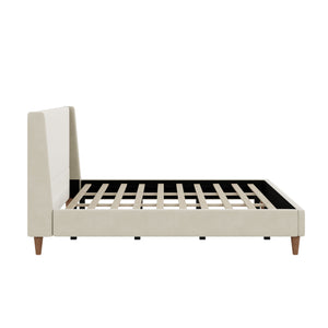 Modern Upholstered Platform Bed With Wingback Headboard