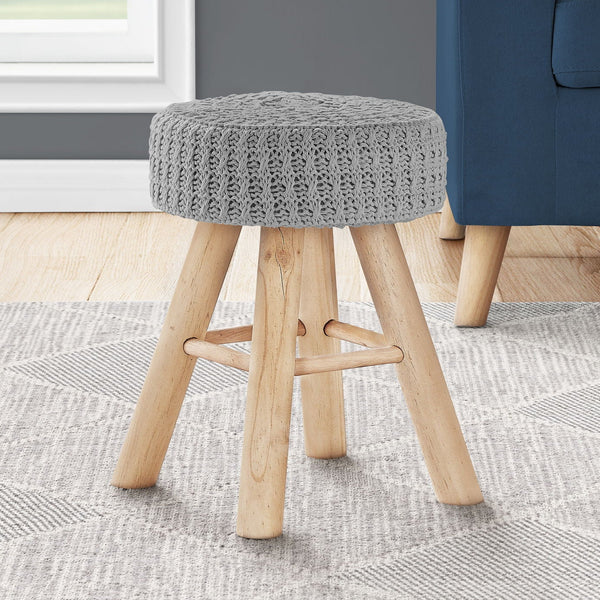 Ottoman, Pouf, Footrest, Foot Stool, Round Velvet, Natural Wood Legs, Contemporary, Modern - Best Buy Furniture
