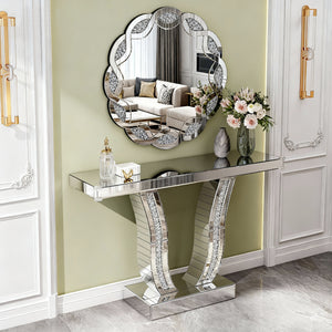 Silver Crush Diamond Round Wall Mirror
