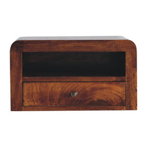 Chunky Chestnut Floating Bedside, 1-Drawer, 1 Open Slot