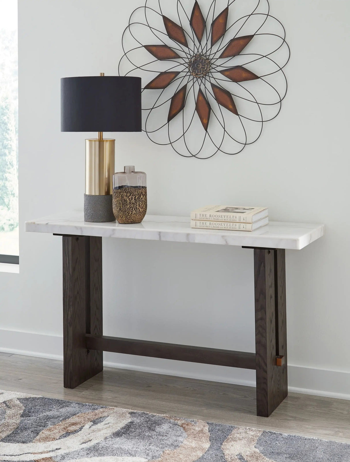 Burkhaus - Sofa Table - White / Dark Brown - Best Buy Furniture
