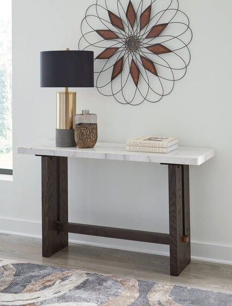 Burkhaus - Sofa Table - White / Dark Brown - Best Buy Furniture