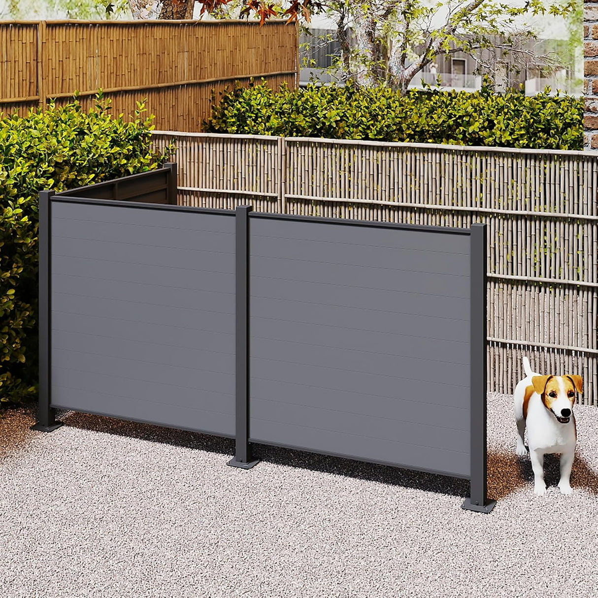 Outdoor Privacy Screens, 50" W x 50" H Air Conditioner Fence, Trash Can Enclosure (3 Panels, Black)