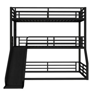 Twin Over Twin Over Full Bunk Bed with Slide
