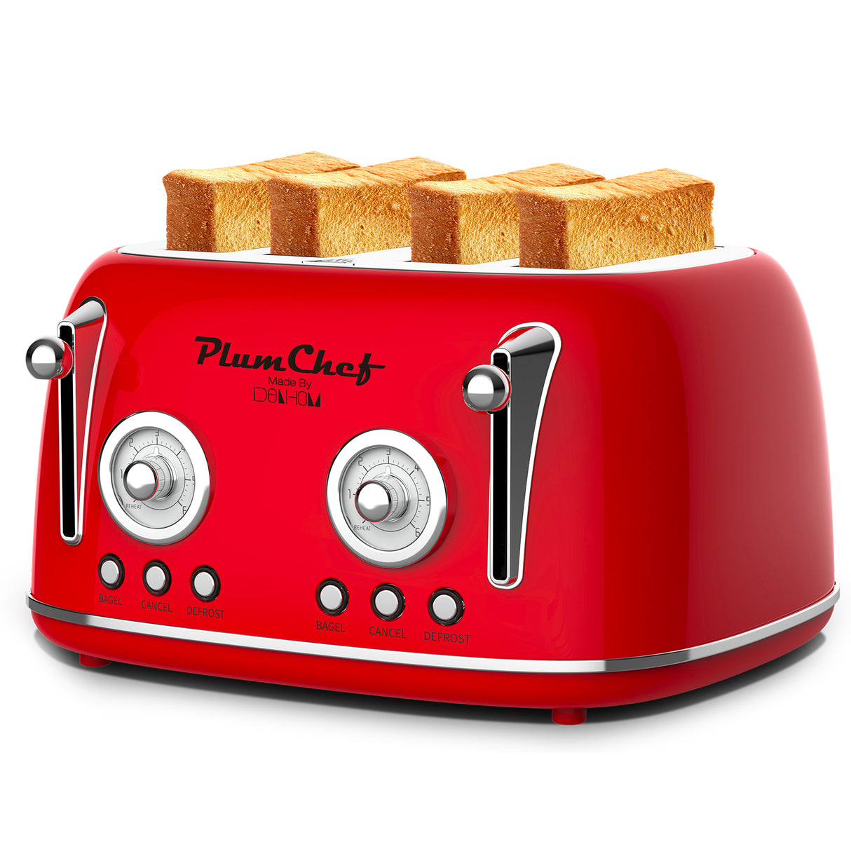 4 Slice Retro Style Toaster, Dual Control, 6 Browning Settings