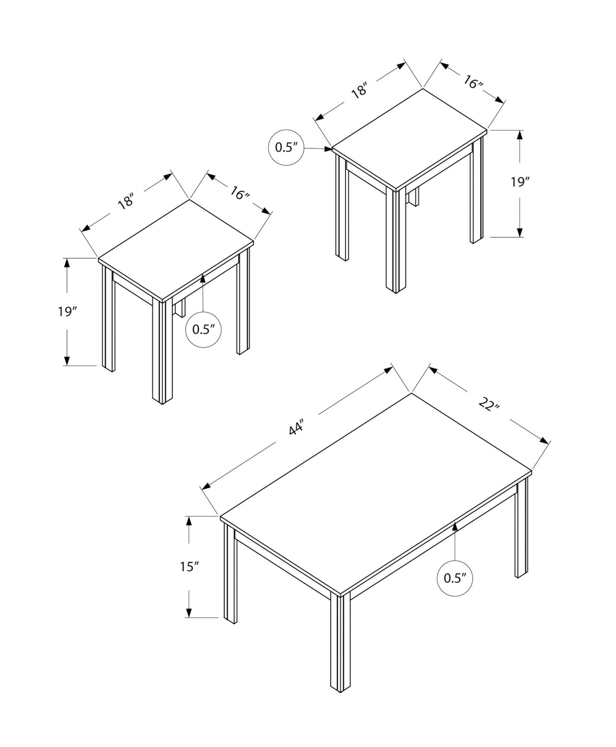 Table Set, Coffee, End, Side, Accent For Living Room Transitional (Set of 3) - Best Buy Furniture