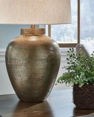Madney - Metal Table Lamp - Antique Gold Finish - Best Buy Furniture