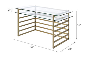 Shona Clear Glass Top & Antique Desk