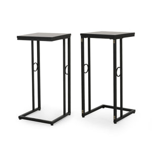 Essex Set of 2 Modern Black Metal End Tables