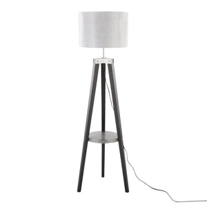 Compass - Mid Century Modern Floor Lamp With Shelf