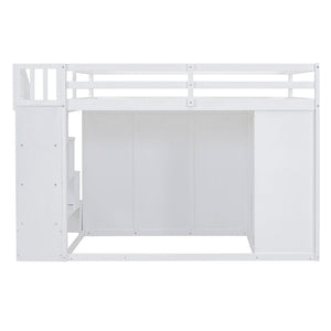 Loft Bed With Built In Wardrobes, Cabinets And Drawers