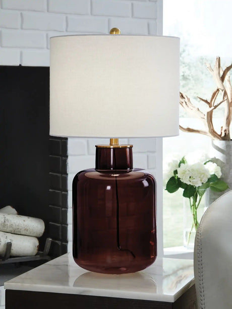 Mette - Glass Table Lamp - Brown / Gold Finish - Best Buy Furniture