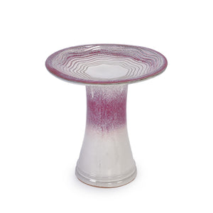 Birdbath For Patio, Garden - White / Pink