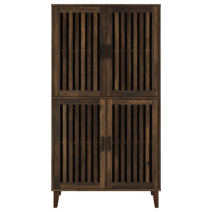 Sakai - 4 Door Tall Accent Cabinet With Slatted Doors - Brown