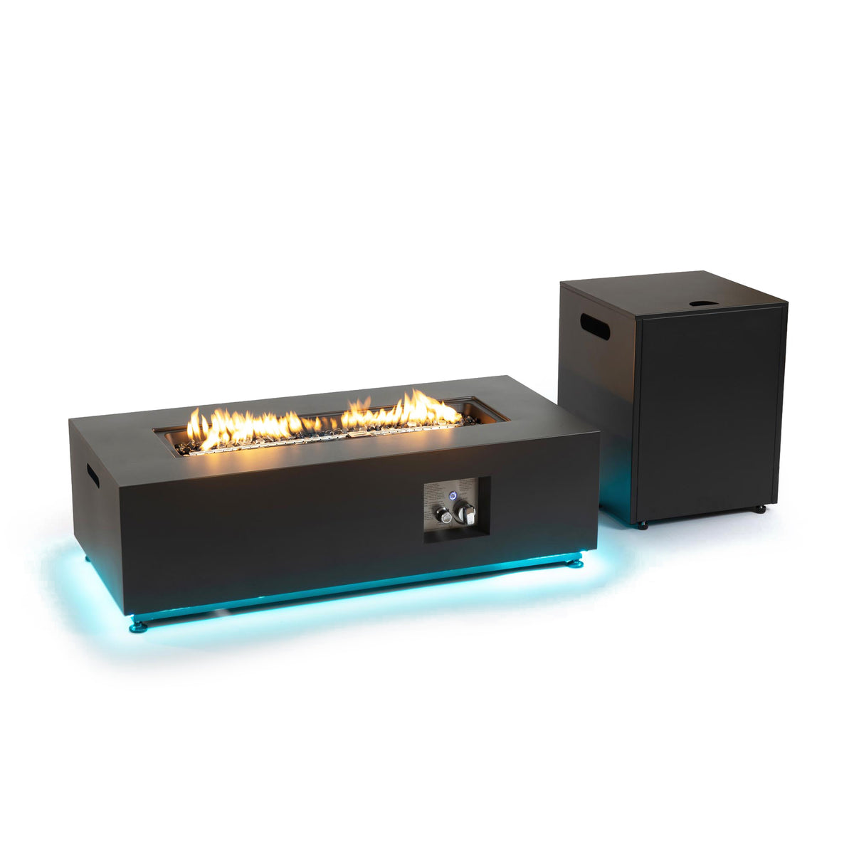 Rectangular Metal LED Firetable with LED Accent - Outdoor