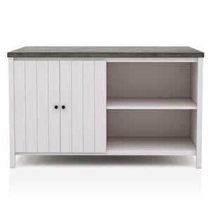 Counter Height Dining Table With Storage Cabinet Base - Dark Gray / Off White / Off White / Gray