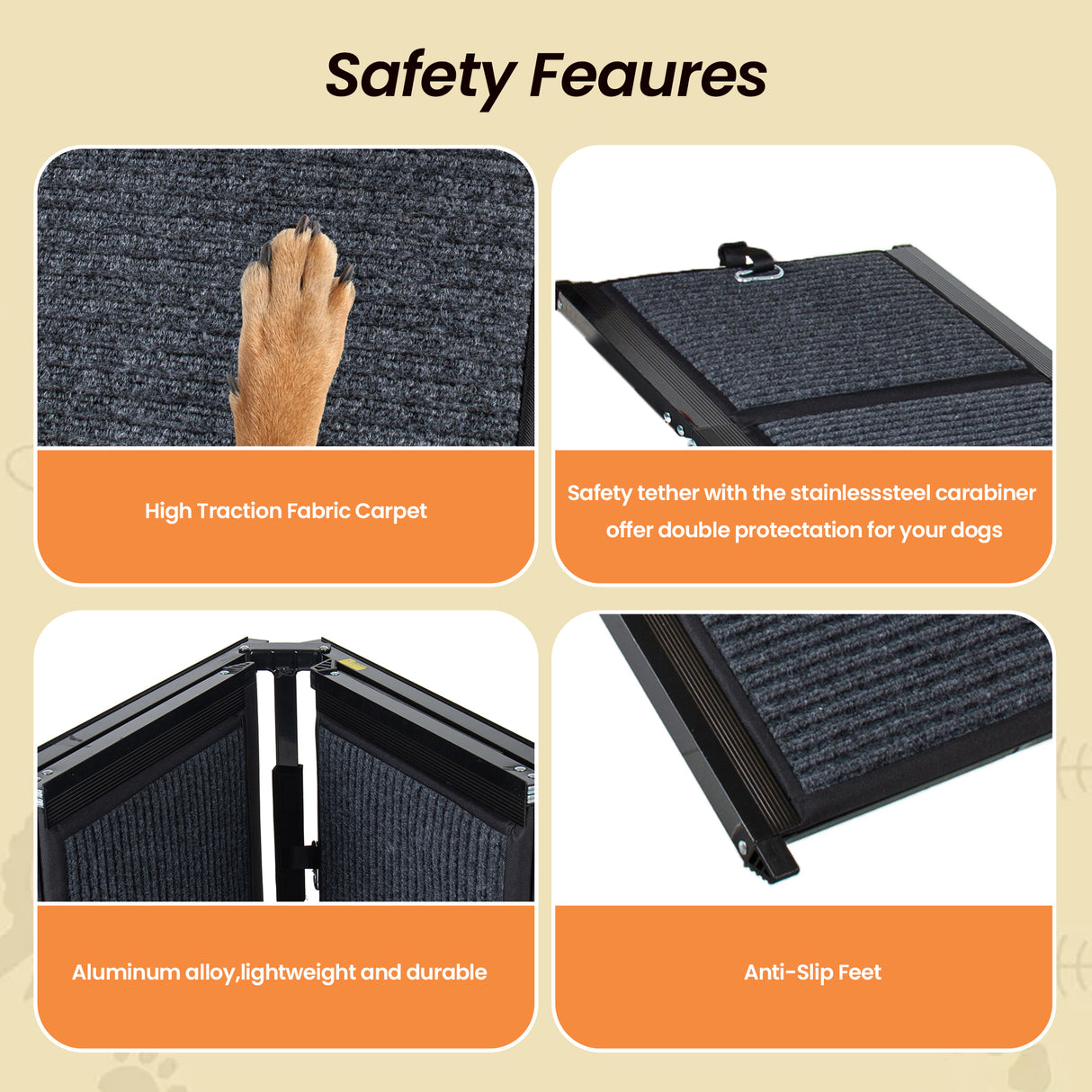 Folding Dog Ramp for Cars - 63" Long & 17.3" Wide