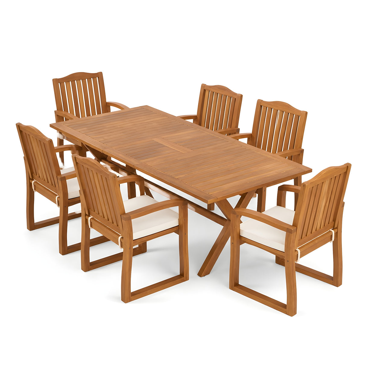7 Pieces Acacia Wood Outdoor Dining Set