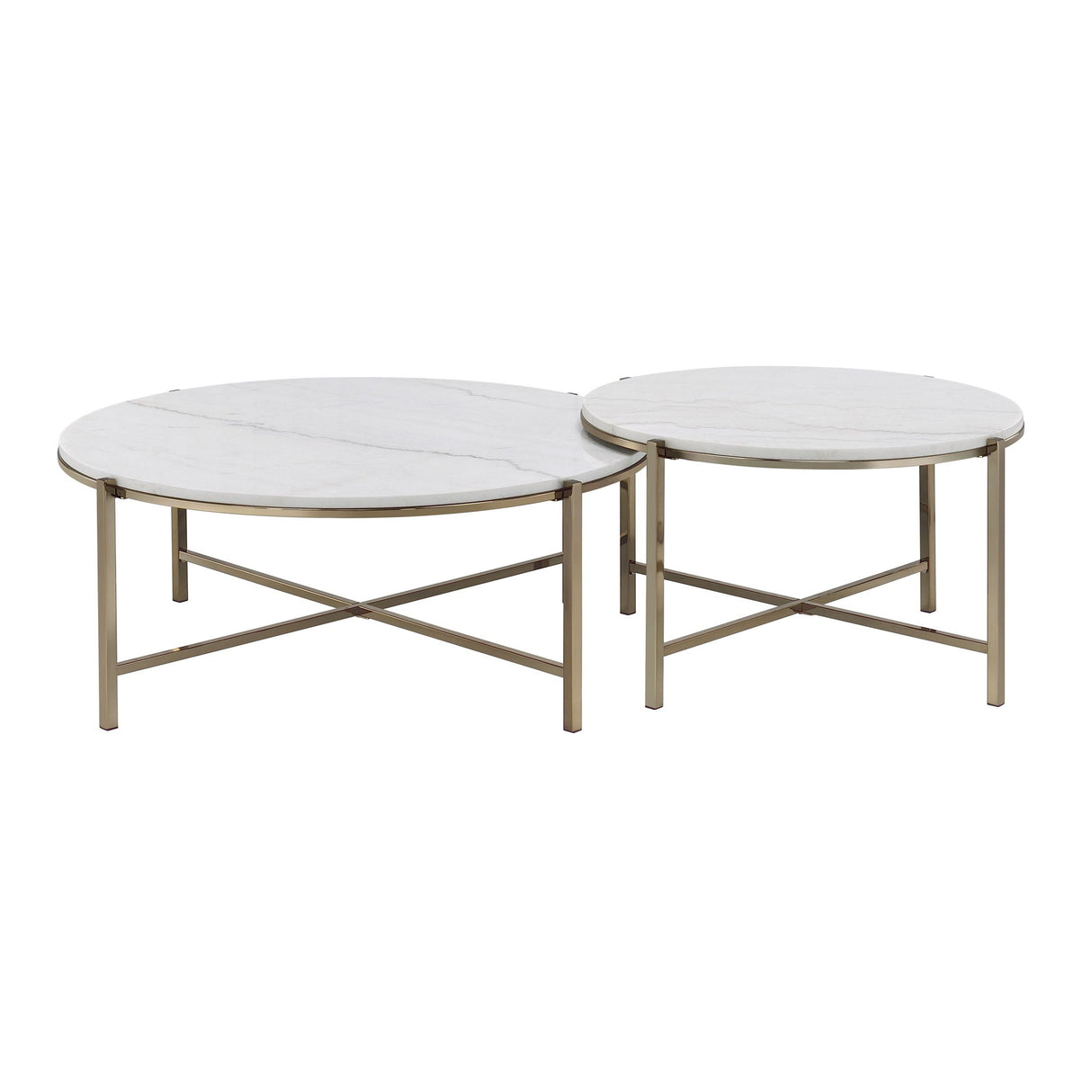 Zaidee - Marble Top Nickel Nesting Table Set - White - Best Buy Furniture