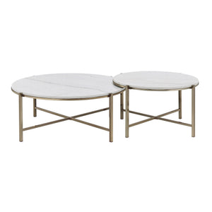 Zaidee - Marble Top Nickel Nesting Table Set - White - Best Buy Furniture