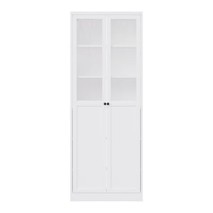 Tall Metal Kitchen Pantry Cabinet With Adjustable Shelves And Silent Magnetic Doors - White