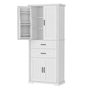 Multi Functional Storage Cabinet With Adjustable Shelves, 2 Drawers, Door Shelves