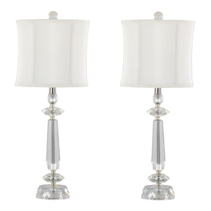 Karat - Contemporary Crystal Table Lamp (Set of 2) - Clear Crystal / Chrome / White Softback
