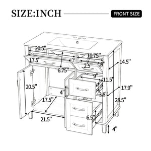 Bathroom Vanity With Sink, Soft Close Doors & Drawers - Wood