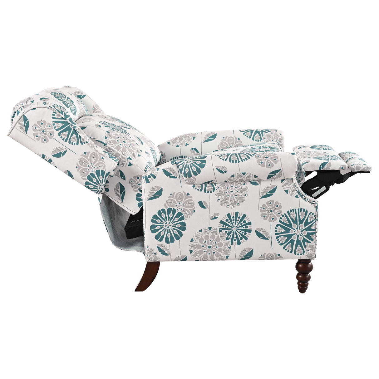 Push Back Recliner Chair Upholstered Recliner Armchair With Classic Wing Back And Solid Gourd-Shaped Legs
