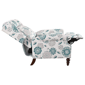 Push Back Recliner Chair Upholstered Recliner Armchair With Classic Wing Back And Solid Gourd-Shaped Legs