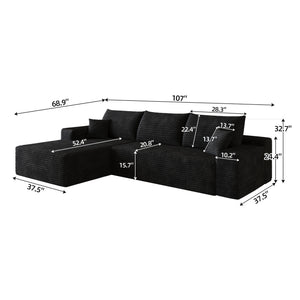 107" Cloud Sectional Couch with L-Shape Chaise