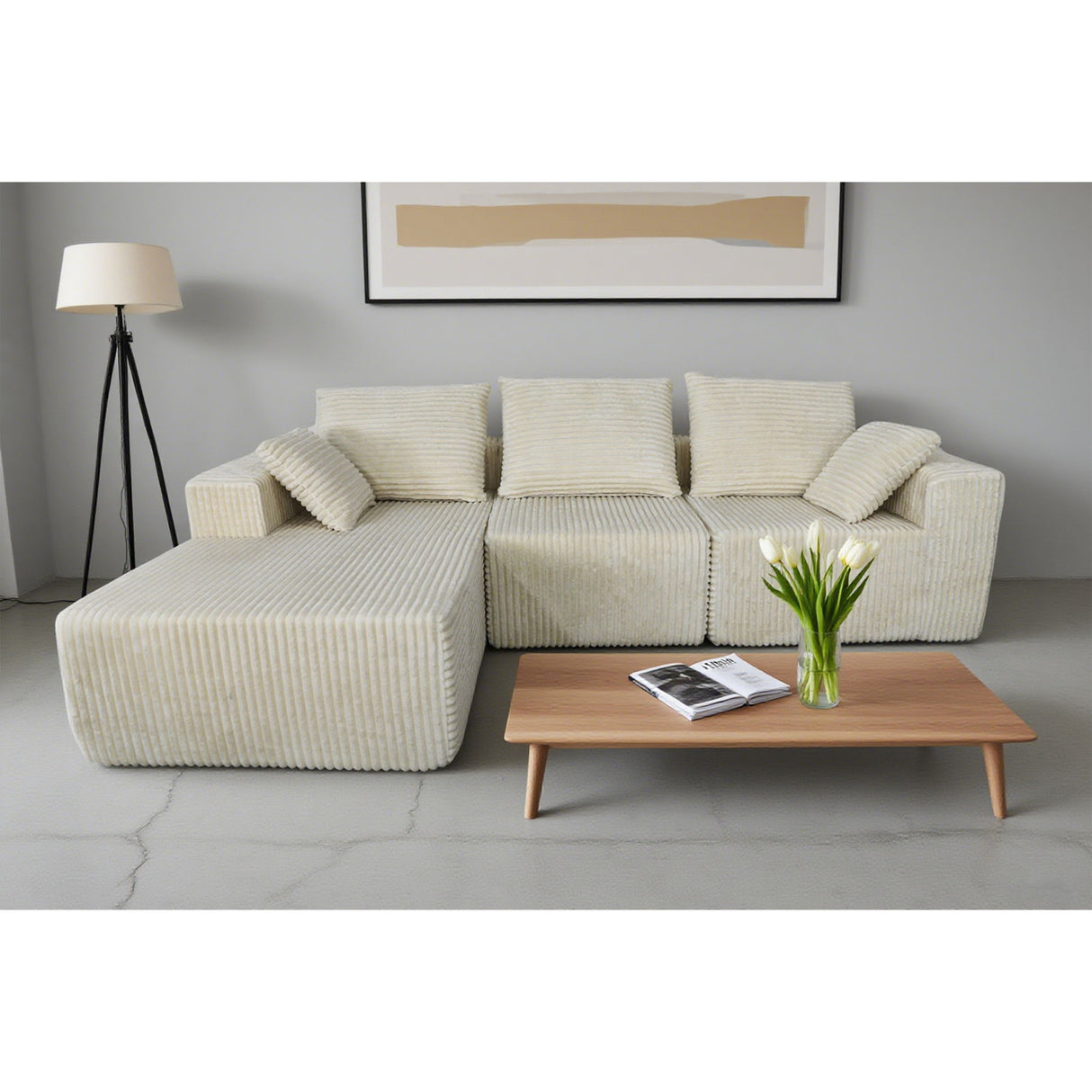 Corner Combination Sofa Sectional Couch With Soft Fabric