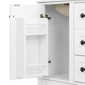 Bathroom Vanity With Integrated Basin, Soft Close Drawers, Door Mounted Double Layer Shelf