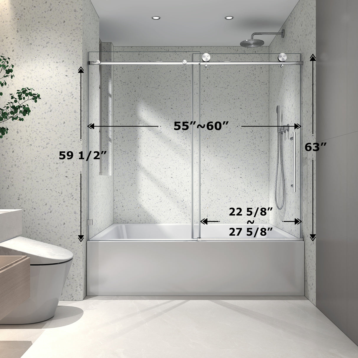 6063 Brushed Nickel Frameless Shower Door
