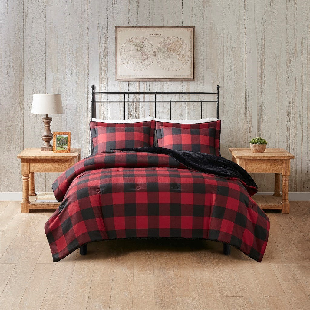 King/Cal King Faux Wool to Faux Fur Down Alternative Comforter Set