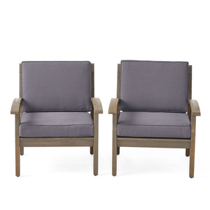 Peyton Club Chair Outdoor Seating Acacia Wood Dark Gray