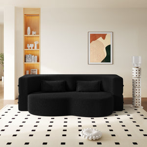 Modern Floor Sofa With 2 Pillows, Twin Size For Living Room