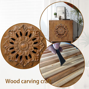 2 Door Accent Storage Cabinet With Floral Design, Sideboard For Living Room - Dark Brown