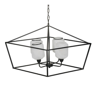 26" Iron Chandelier - Sleek Industrial Style