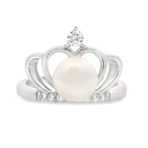FW Pearl Cubic Zirconium Ring Sterling Silver