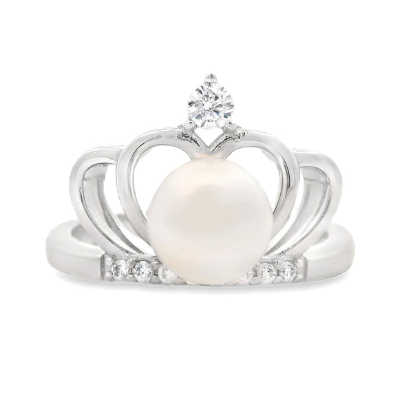 FW Pearl Cubic Zirconium Ring Sterling Silver